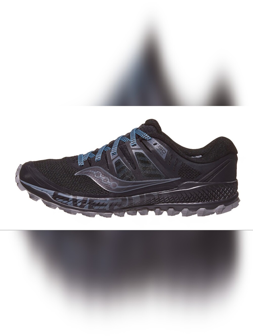 Saucony Peregrine ISO Black Sneakers with Blue Insole - Size 8.5M
